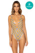 Luli Fama Plaza España Reversible Deep V Crossed Back One Piece Bodysuit