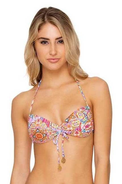 Luli Fama Rayando El Sol REVERSIBLE DRAWSTRING BANDEAU TOP