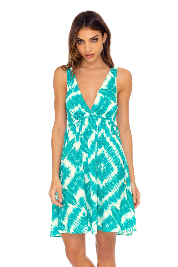 Luli Fama Mermaid Wishes V NECK SHORT DRESS