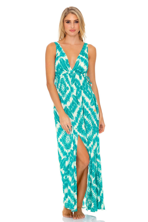 Luli Fama Mermaid Wishes V NECK LONG DRESS