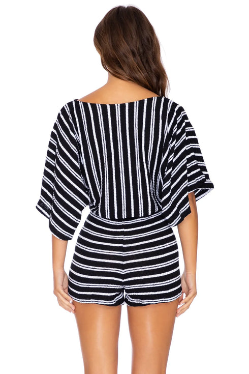 Luli Fama Champagne Pop Open Shoulder Romper