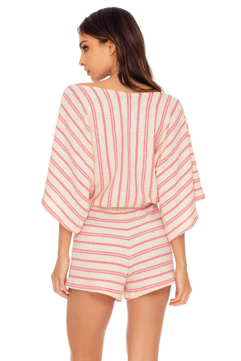 Luli Fama Champagne Pop Open Shoulder Romper