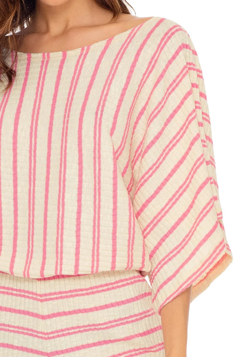 Luli Fama Champagne Pop Open Shoulder Romper