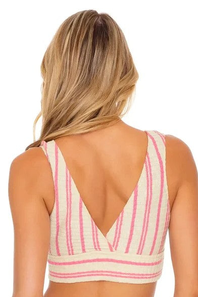 Luli Fama Champagne Pop Deep V Band Crop Top