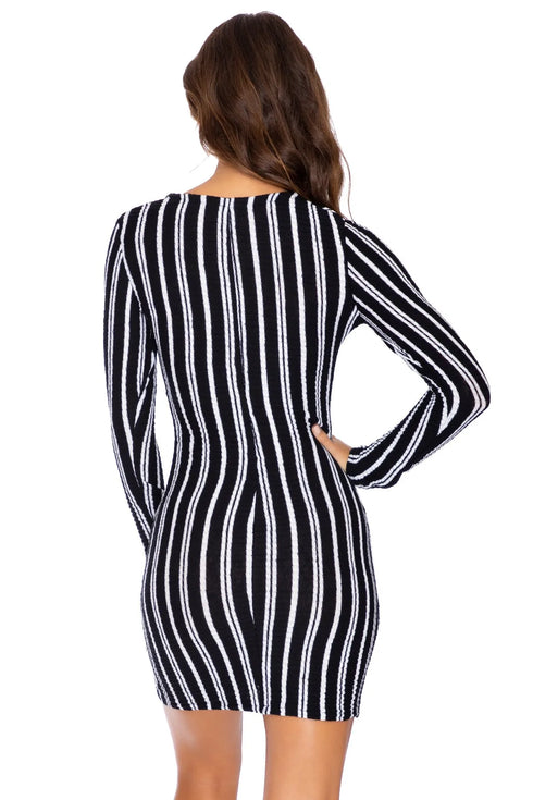 Luli Fama Champagne Pop Deep V Laced Up Short Dress