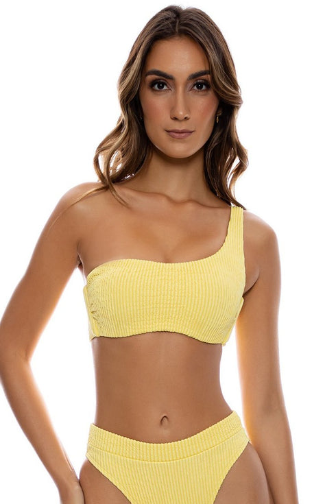 Luli Fama Pura Curiosidad One Shoulder Lace Back Top