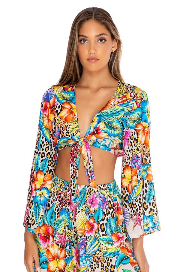 Luli Fama Luli's Jungle FRONT KNOT CROP TOP