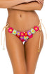 Luli Fama Pretty Things FLOWER ACCENT WAVEY RUCHED BACK BRAZILIAN TIE SIDE BOTTOM