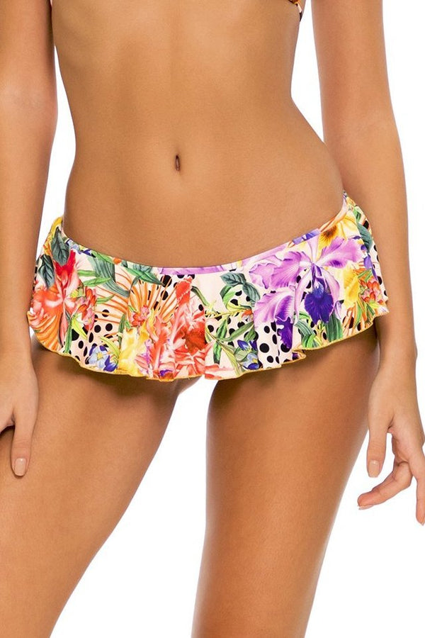 Luli Fama Shocking Florals RUFFLE WAVEY BACK RUCHED BOTTOM