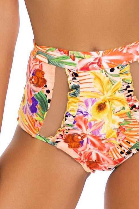 Luli Fama Shocking Florals HIGH LEG BANDED WAIST BOTTOM