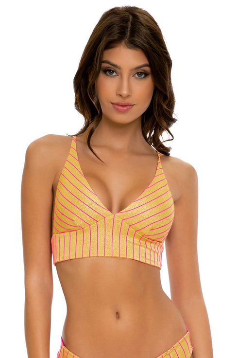 Luli Fama Rebel Glam Cross Back Bustier Top