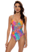 Luli Fama Wild Waters Peek A Boo Underwire One Piece Bodysuit
