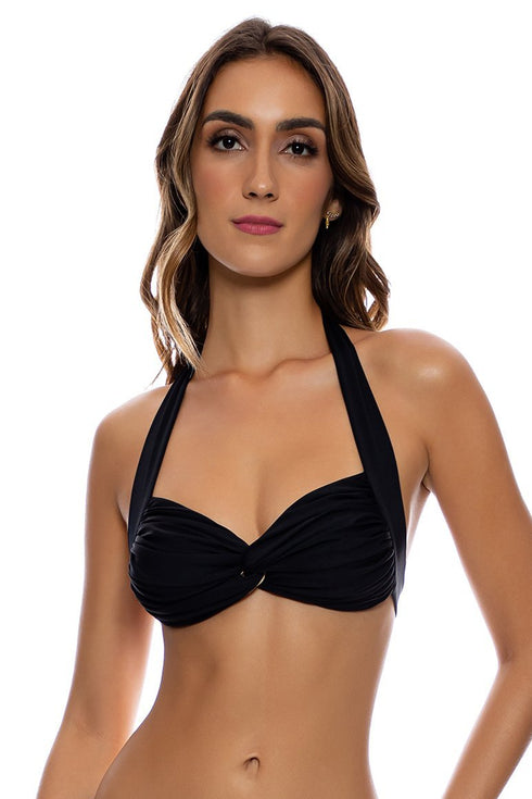 Luli Fama Twisted Beauty Front twist bralette halter top