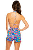 Luli Fama Water Blossoms Tie Waist Shorts