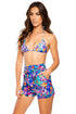 Luli Fama Water Blossoms Tie Waist Shorts