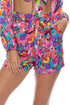 Luli Fama Water Blossoms Tie Waist Bermuda Shorts
