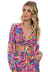Luli Fama Water Blossoms Tie Front Crop Top