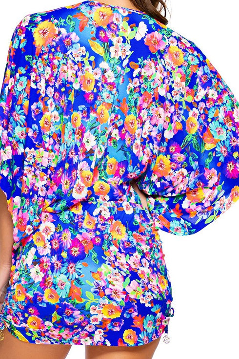 Luli Fama Water Blossoms Cabana V Neck Dress