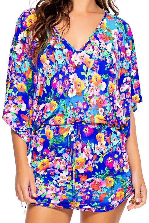 Luli Fama Water Blossoms Cabana V Neck Dress