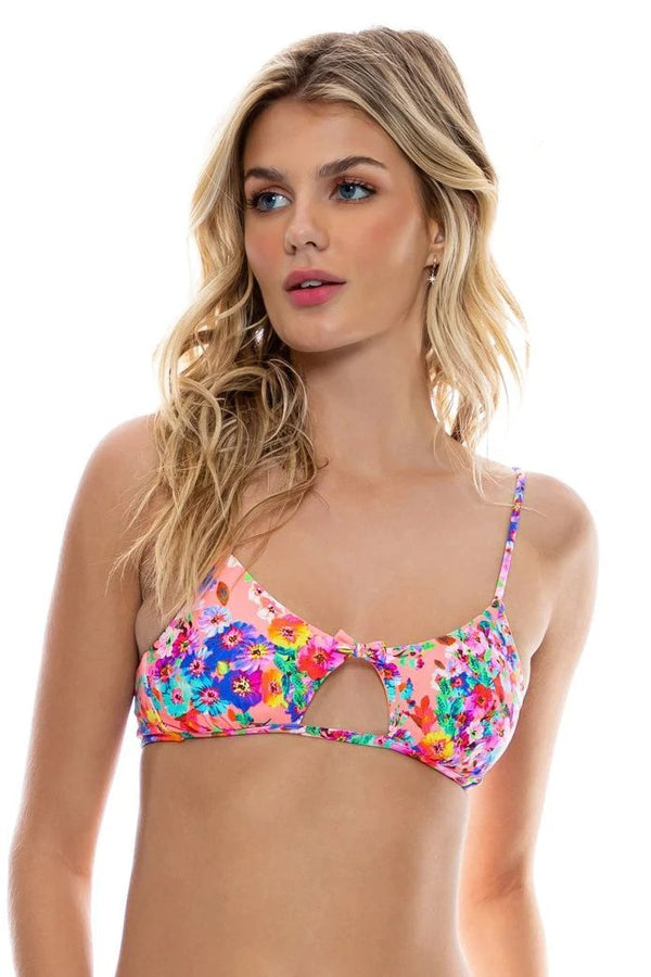 Luli Fama Water Blossoms Scoop Neck Cut Out Top