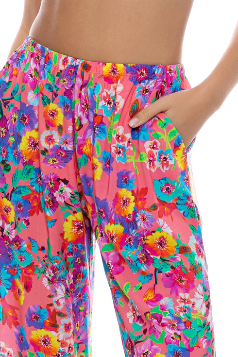 Luli Fama Water Blossoms Split Side Wide Leg Pant