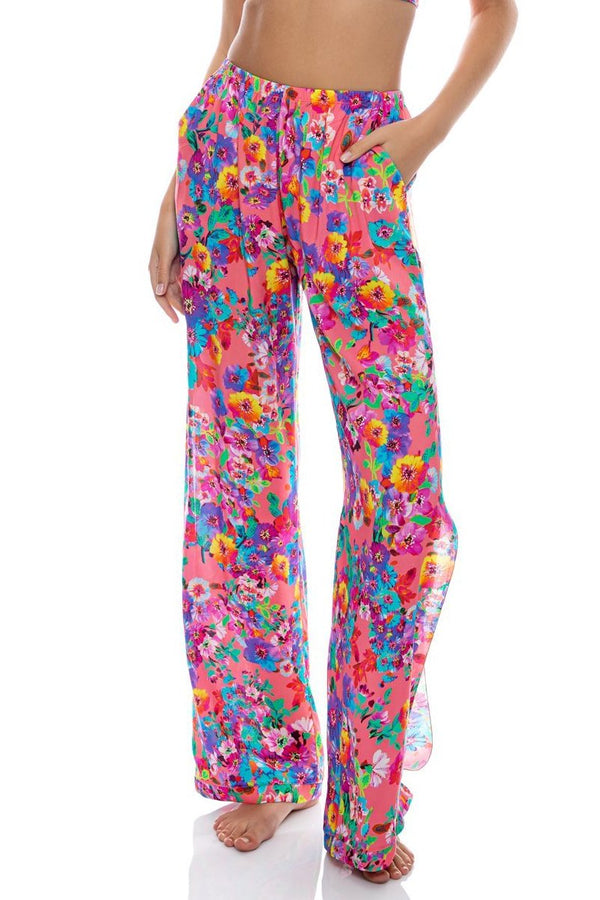 Luli Fama Water Blossoms Split Side Wide Leg Pant