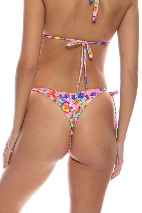 Luli Fama Water Blossoms Seamless Bow Tie Side Thong Bottom