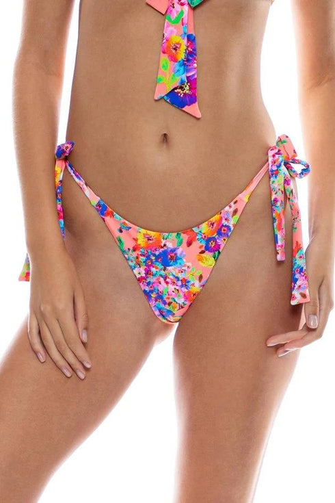 Luli Fama Water Blossoms Seamless Bow Tie Side Thong Bottom