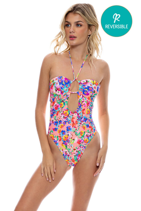 Luli Fama Water Blossoms Keyhole One Piece