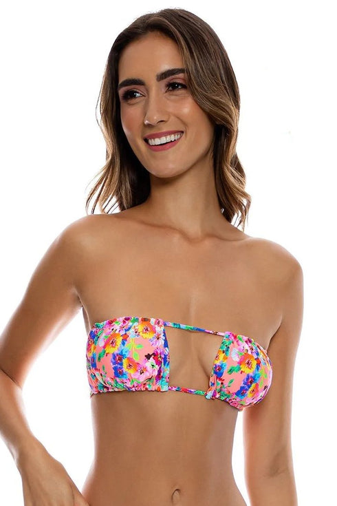 Luli Fama Water Blossoms Multiway Scrunched Cup Bandeau