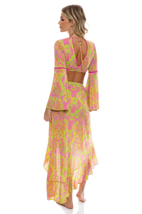 Luli Fama Born To Be Wild Bell Sleeve Crop Top