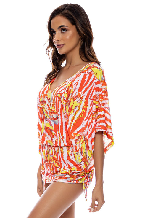 Luli Fama Love Me Wild Cabana V Neck Dress