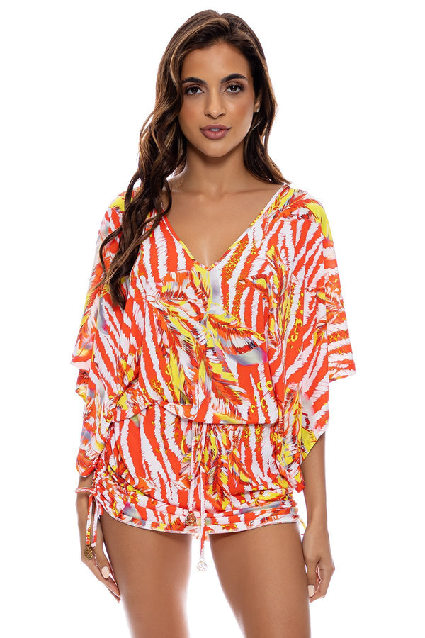Luli Fama Love Me Wild Cabana V Neck Dress