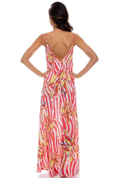 Luli Fama Love Me Wild Spaghetti Strap Long Dress