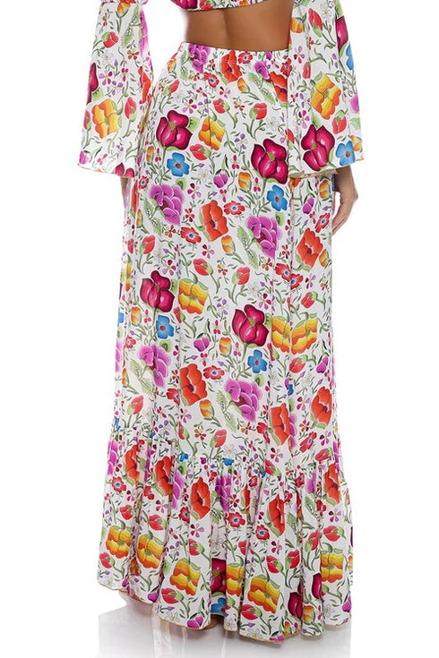 Luli Fama Amor Y Playa Ruffle Hem Maxi Skirt