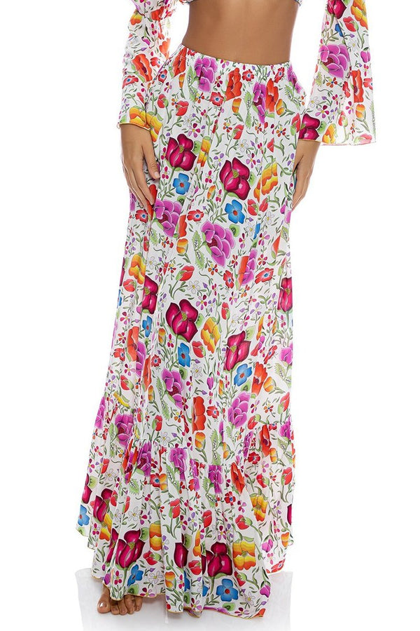 Luli Fama Amor Y Playa Ruffle Hem Maxi Skirt