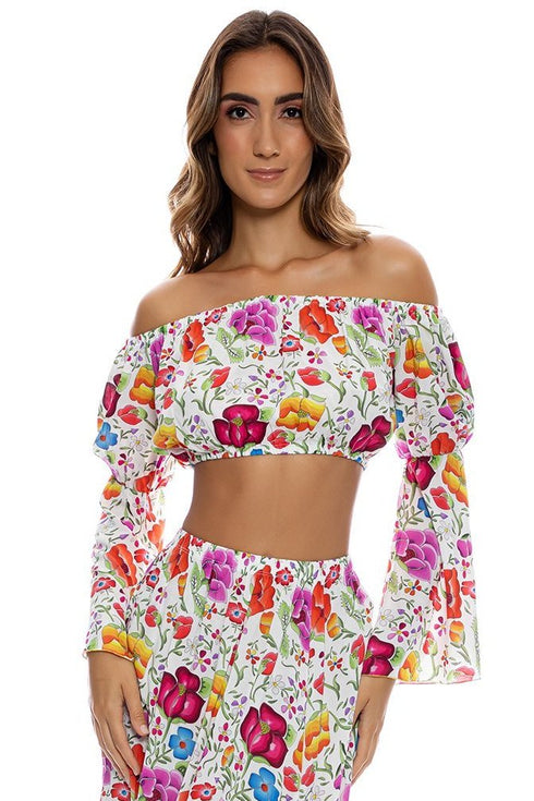 Luli Fama Amor Y Playa Off The Shoulder Flre Sleeve Top