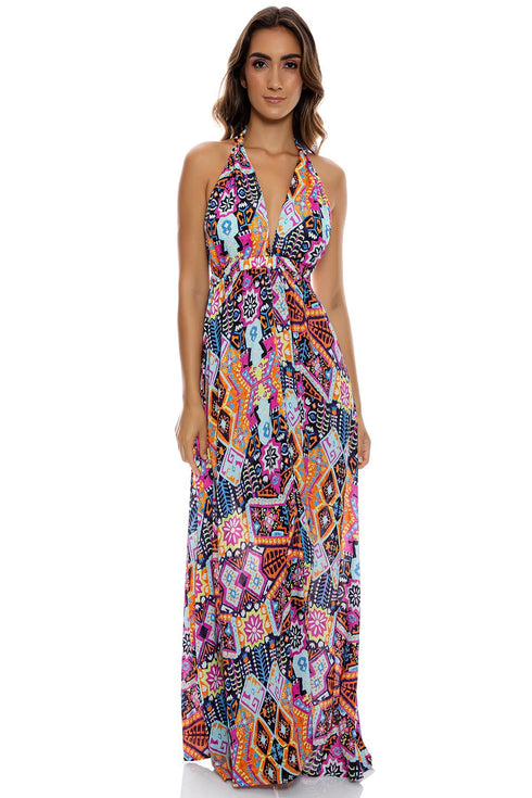 Luli Fama Maracuya Kisses Deep Plunge Long Dress