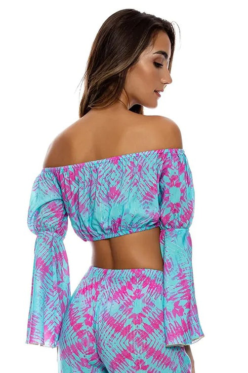 Luli Fama Shock Waves Off The Shoulder Flre Sleeve Top