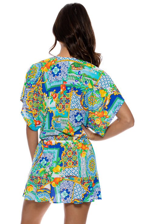 Luli Fama Amalfi Playera V Neck Ruffle Dress