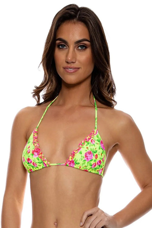 Luli Fama Ti Amo Ruffle Trim Seamless Triangle Top