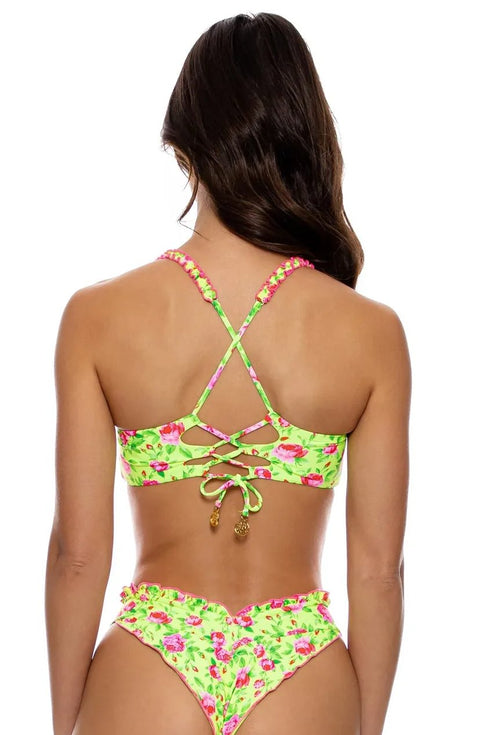 Luli Fama Ti Amo Ruffle Square Neck Balconette Top