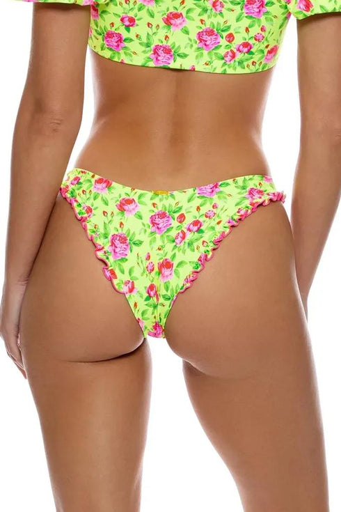 Luli Fama Ti Amo Reversible Ruffle High Leg Brazilian Bottom