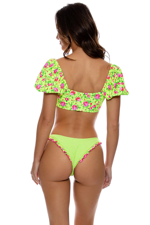 Luli Fama Ti Amo Reversible Ruffle High Leg Brazilian Bottom