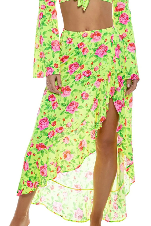 Luli Fama Ti Amo Ruffle High Lo Slit Skirt