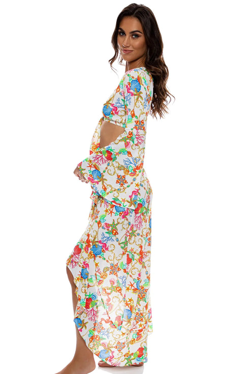 Luli Fama Il Mare Bell Sleeve Crop Top