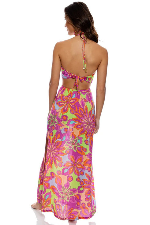 Luli Fama Vivi Il Momento DRAWSTRING CUT OUT LONG DRESS