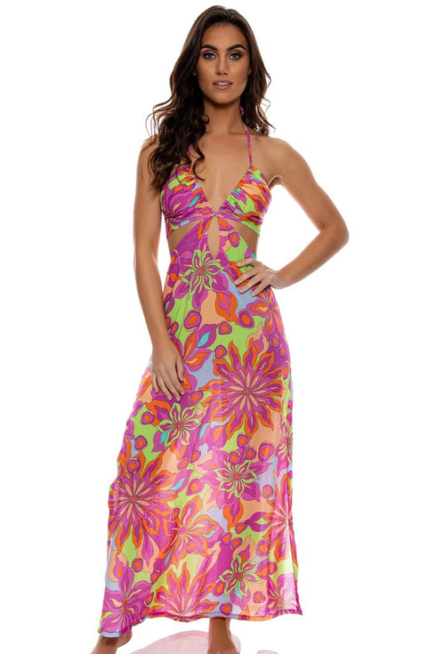 Luli Fama Vivi Il Momento DRAWSTRING CUT OUT LONG DRESS