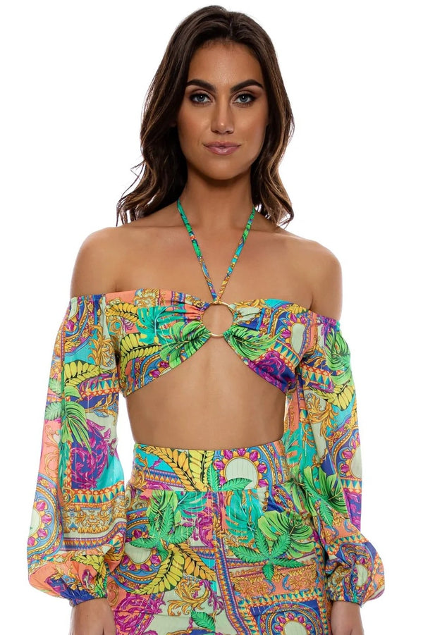 Luli Fama Positano Ring Tie Crop Top