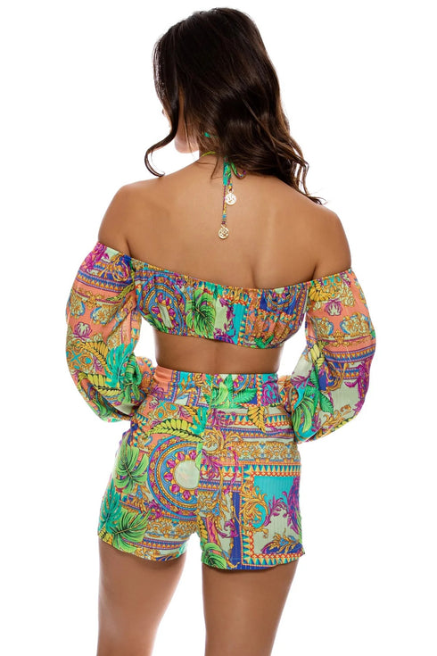 Luli Fama Positano Ring Tie Crop Top